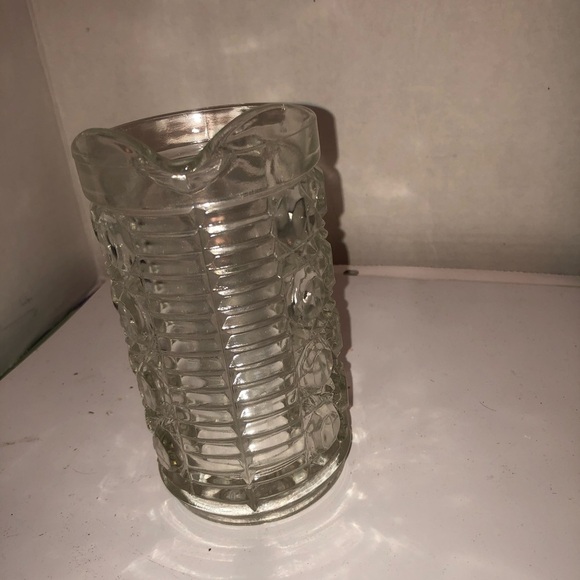 Vintage Federal Glass Windsor Button & Cane Clear 6” Pitcher/ milk, syrup, used - Picture 2 of 6